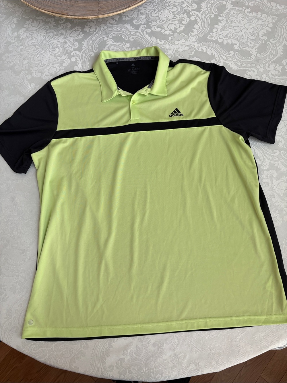 adidas Lime Green and Black Men's Golf Polo